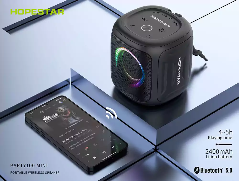 Hopestar Party 100Mini Portable Bluetooth Intelligent Loud Speaker Box 3