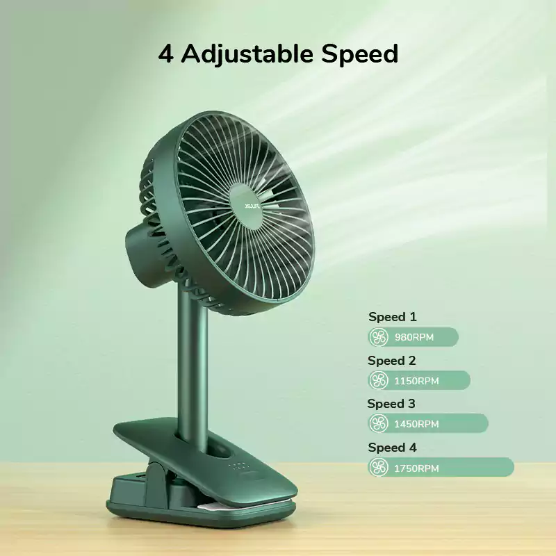 Jisulife FA13R 8000mAh Oscillating Rechargeable USB Clip On Table Fan 2