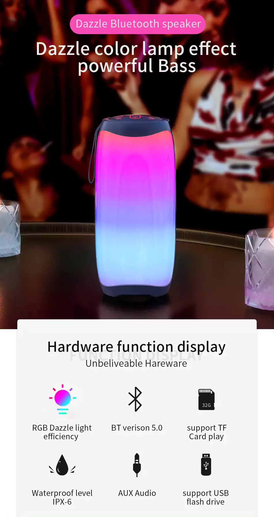 WiWU Thunder P40 Colorful Dazzling LED Bluetooth Speaker 1