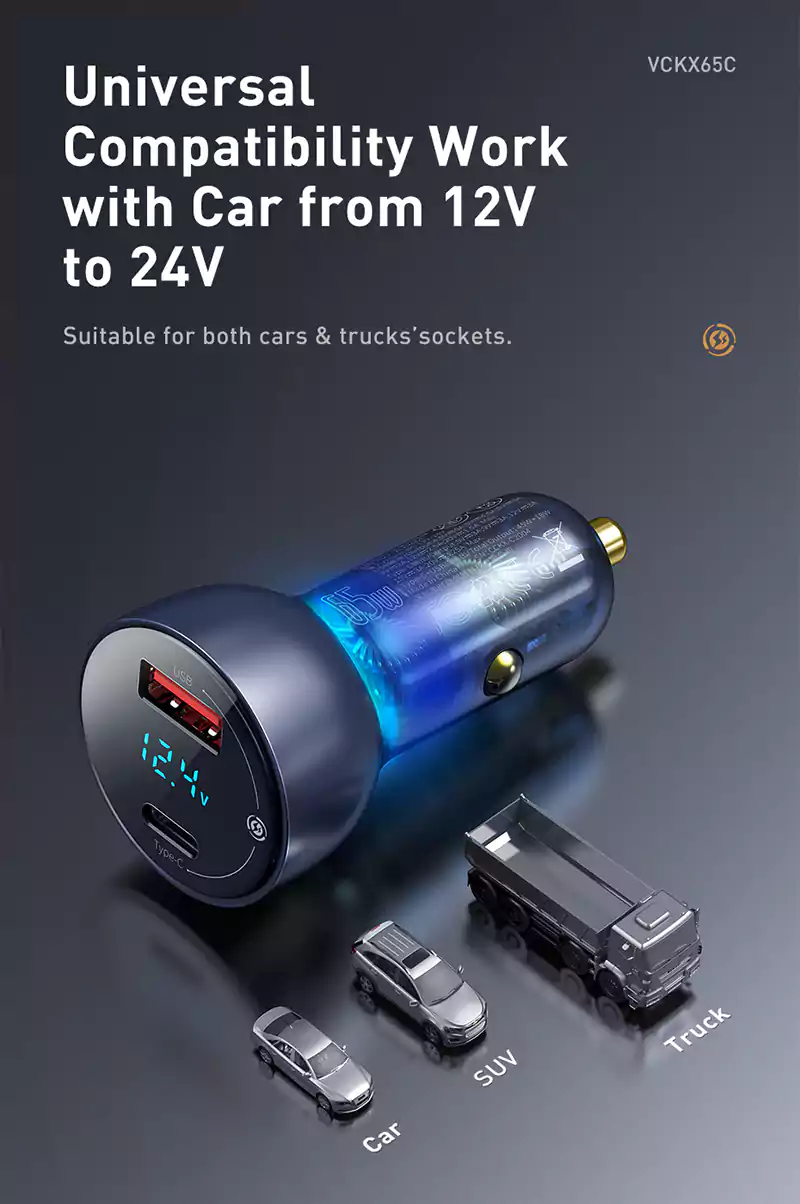 Baseus inAuto Particular Digital Display QC+PPS Dual 65W Quick Car Charger 4