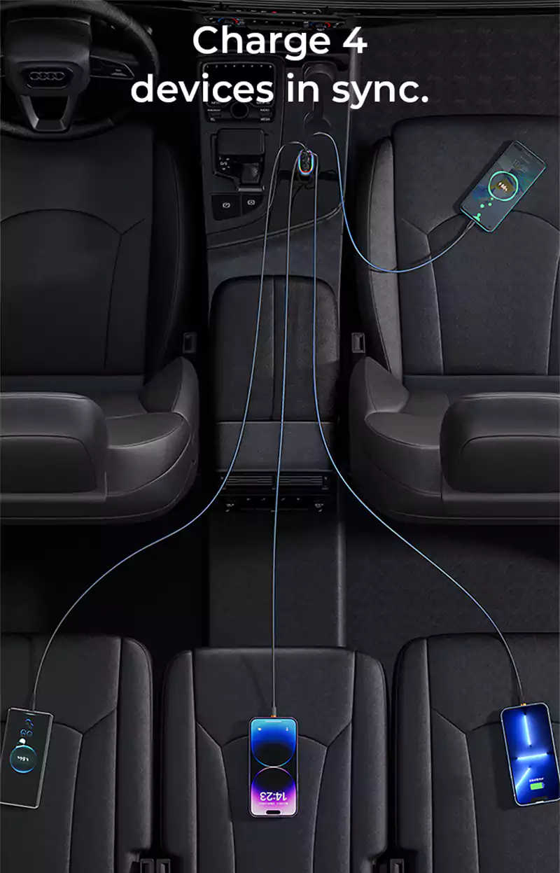 Usams US-CC170 C34 PD30W 48W 4 Port Transparent Car Charger 6