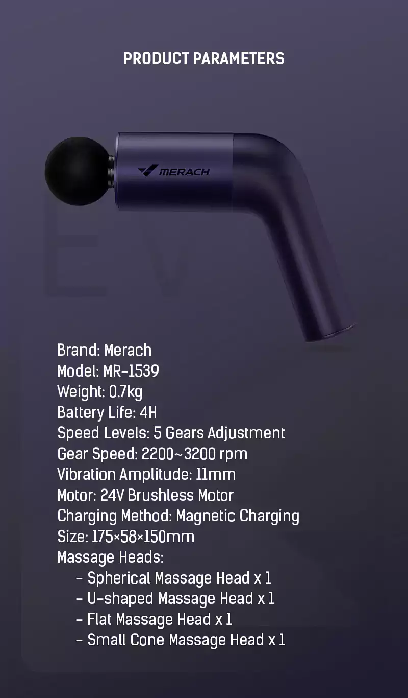 Merach MR-1539 Handhandle Percussion Massage Gun 6