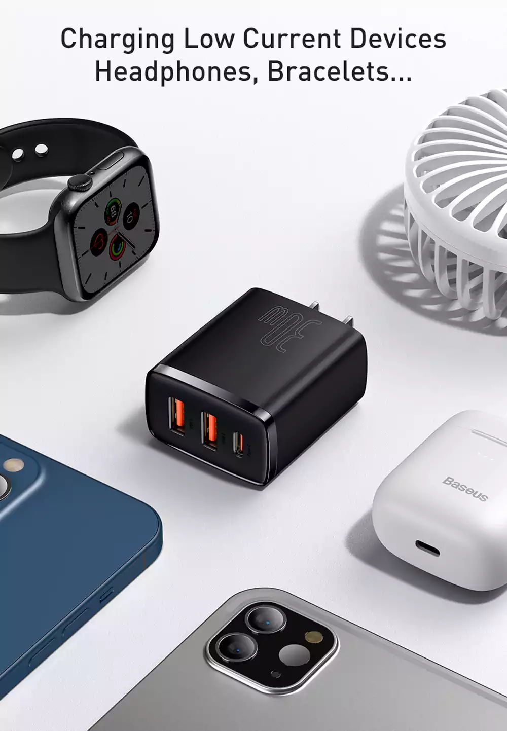 Baseus 30W 3 Ports 2U+C Compact Quick Charger 7