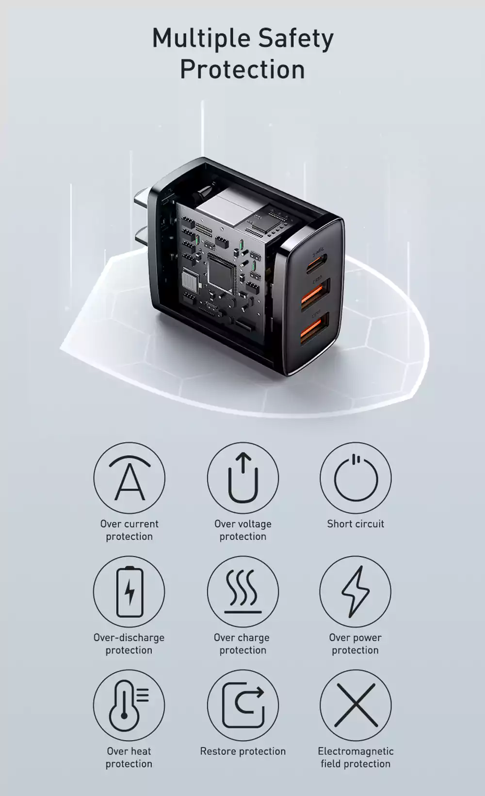 Baseus 30W 3 Ports 2U+C Compact Quick Charger 8