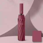 16 Ribs Automatic Open Windproof Folding Umbrella Maroon