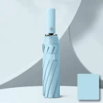 16 Ribs Automatic Open Windproof Folding Umbrella Sky Blue