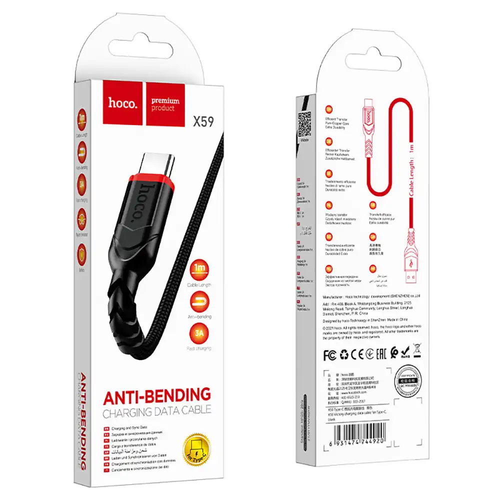 Hoco X59 Anti-Bending Fast Charging Data Cable 4