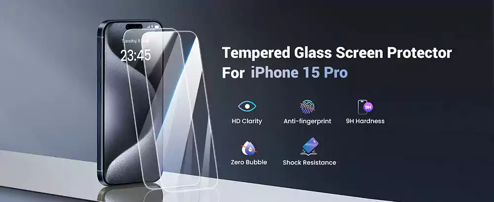 Ugreen Tempered Glass Screen Protector iPhone 15 Pro - 15 Pro Max with Installation Tools - 1