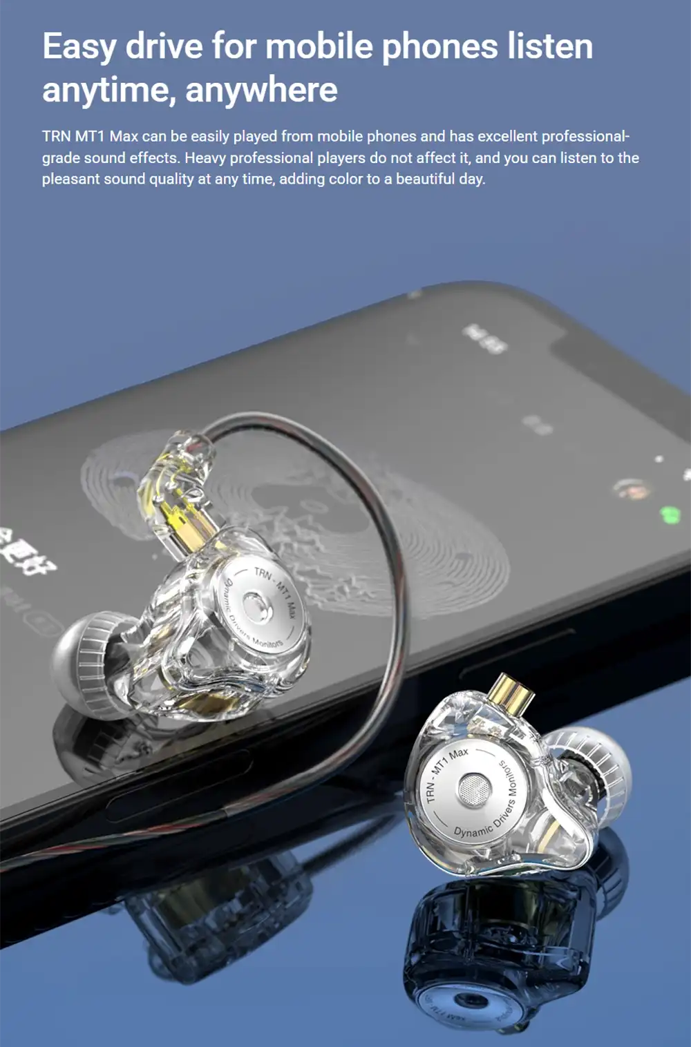 TRN MT1 Max Dual Dynamic Driver IEM Earphones 5