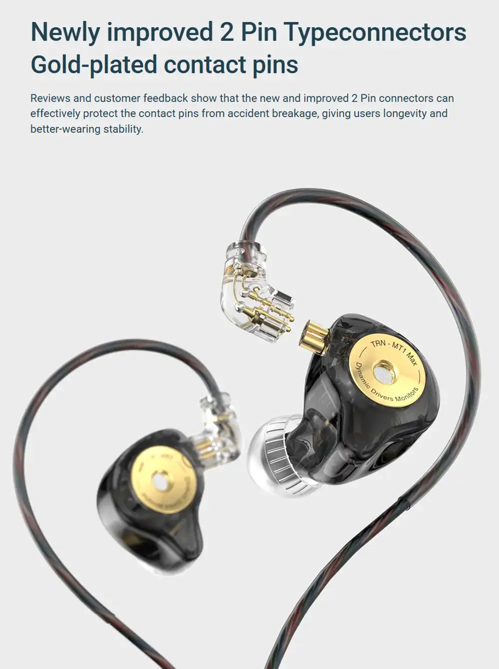 TRN MT1 Max Dual Dynamic Driver IEM Earphones 6