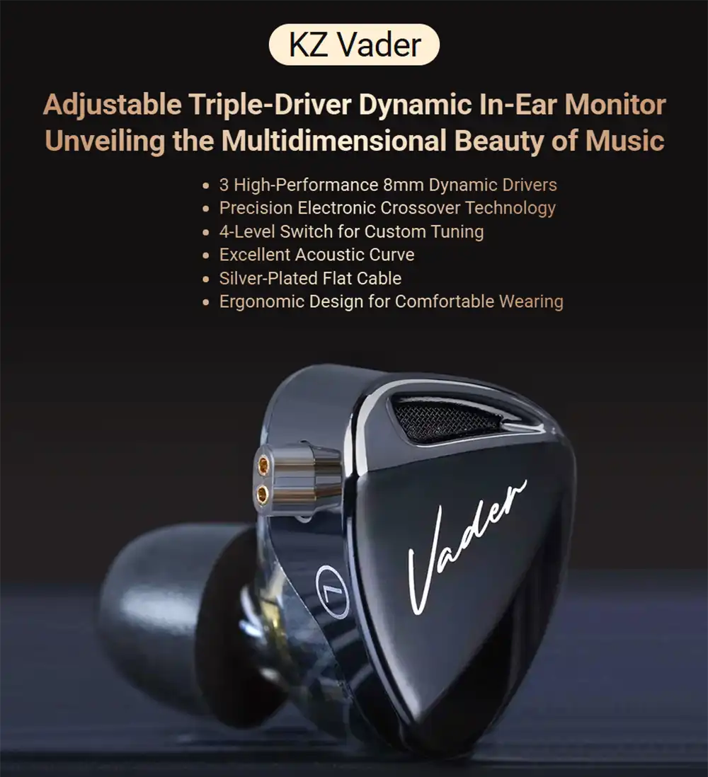 KZ Vader Triple Dynamic Driver IEM Earphone 2