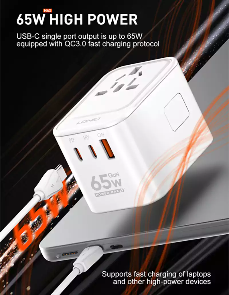 LDNIO Z6 65W GaN 3 USB Universal Travel Adapter 2