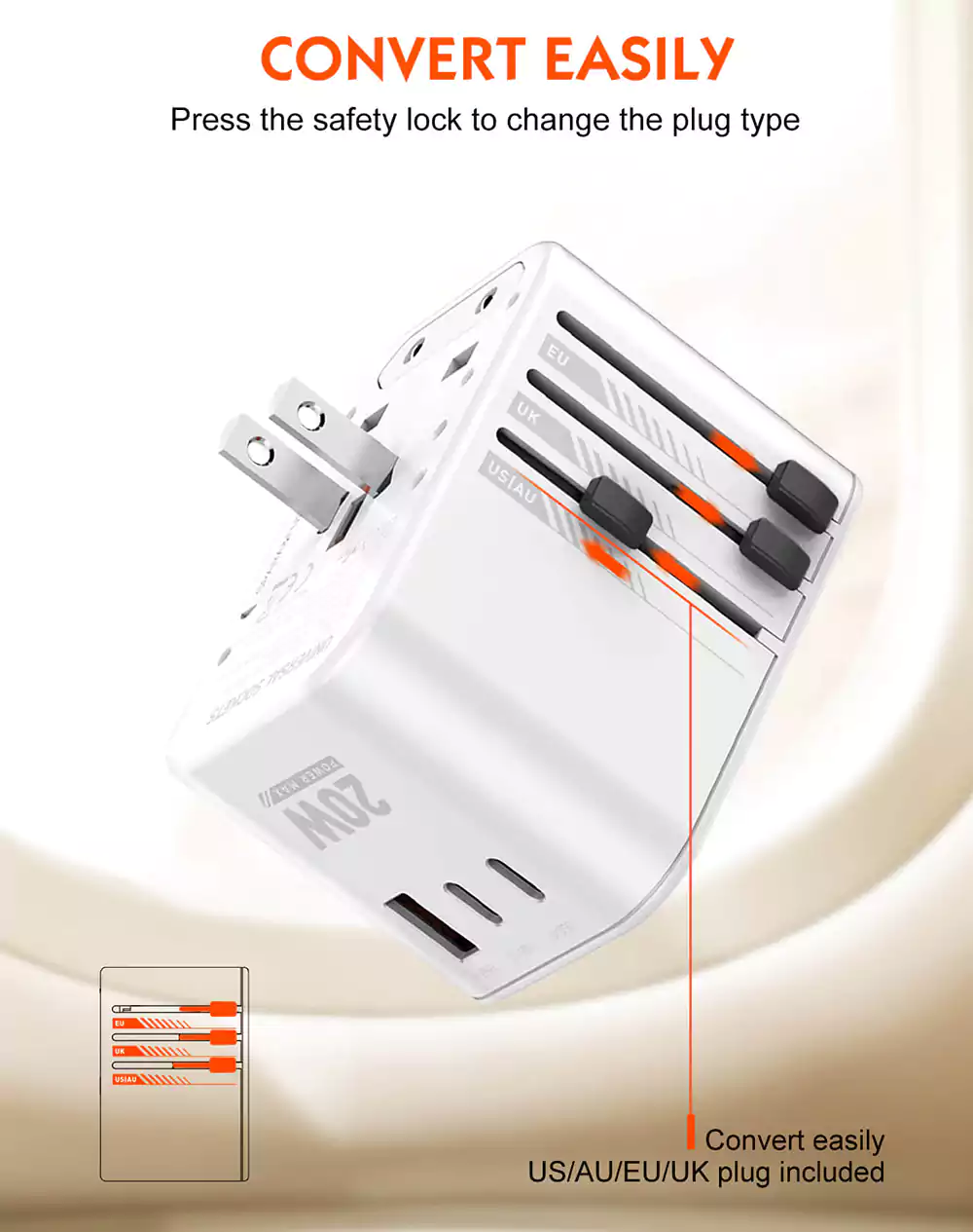 LDNIO Z9 PD 20W 3 USB Universal Travel Adapter 3