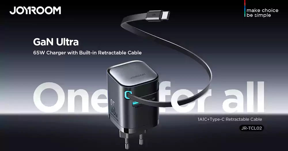 Joyroom JR-TCL02 GaN 65W Charger with Retractable Cable 2