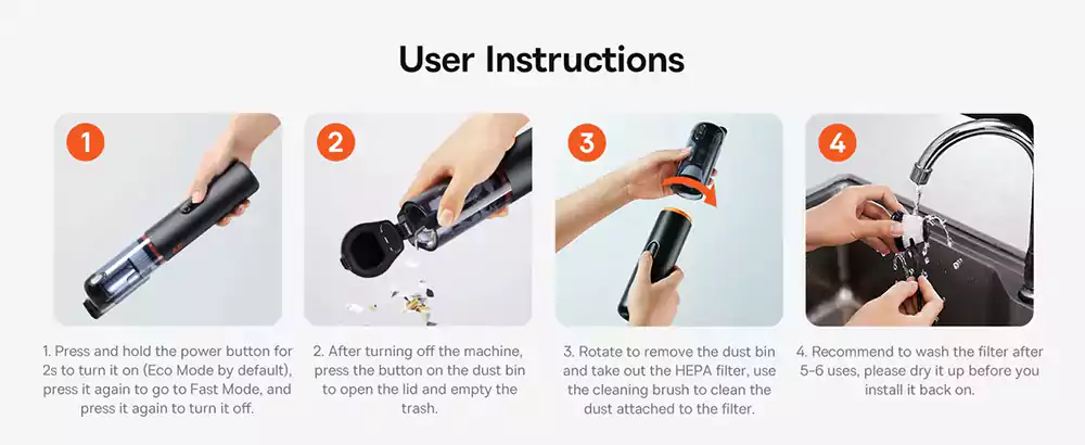Baseus A5 Portable Car Vacuum Cleaner 4