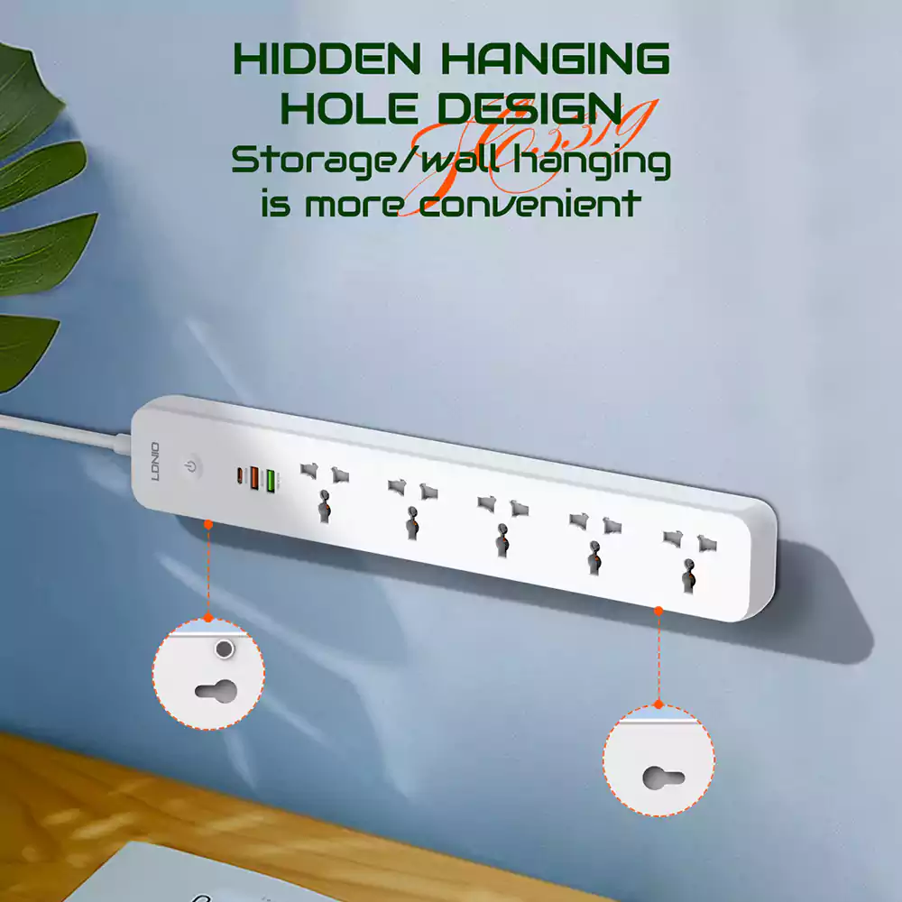 LDNIO SC5319 AC 5 Outlet PD 20W 3 USB Power Strip 3
