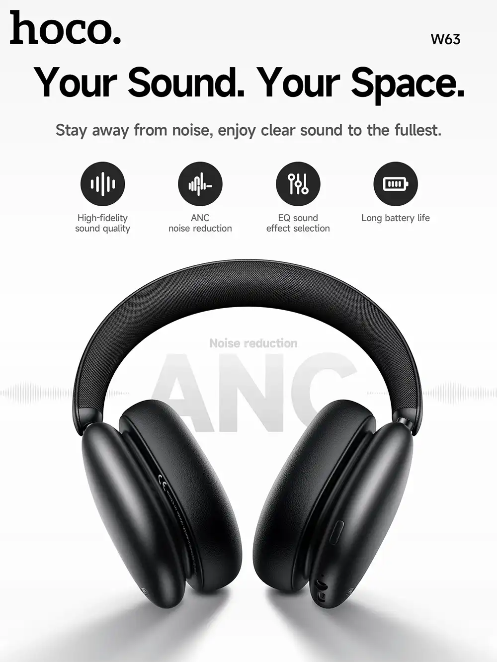 Hoco W63 ANC Bluetooth Wireless Headphones 1