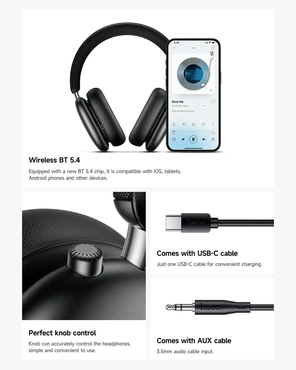 Hoco W63 ANC Bluetooth Wireless Headphones 4