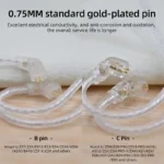 KZ Silver Plated Flat Earphone Upgrade Cable 3.5mm 3
