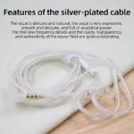 KZ Silver Plated Flat Earphone Upgrade Cable 3.5mm 4