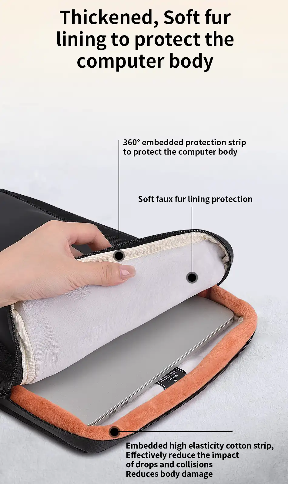 WiWU Cozy Classic Waterproof Polyester Laptop Sleeve 6