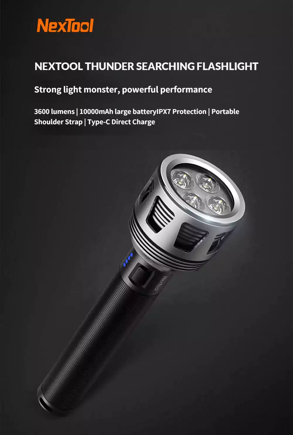 NexTool 3600 Lumens Thunder Searching Flashlight 2