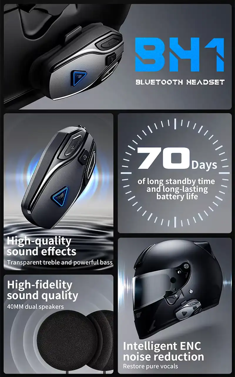 Motowolf BH1 Helmet Bluetooth Headset 2