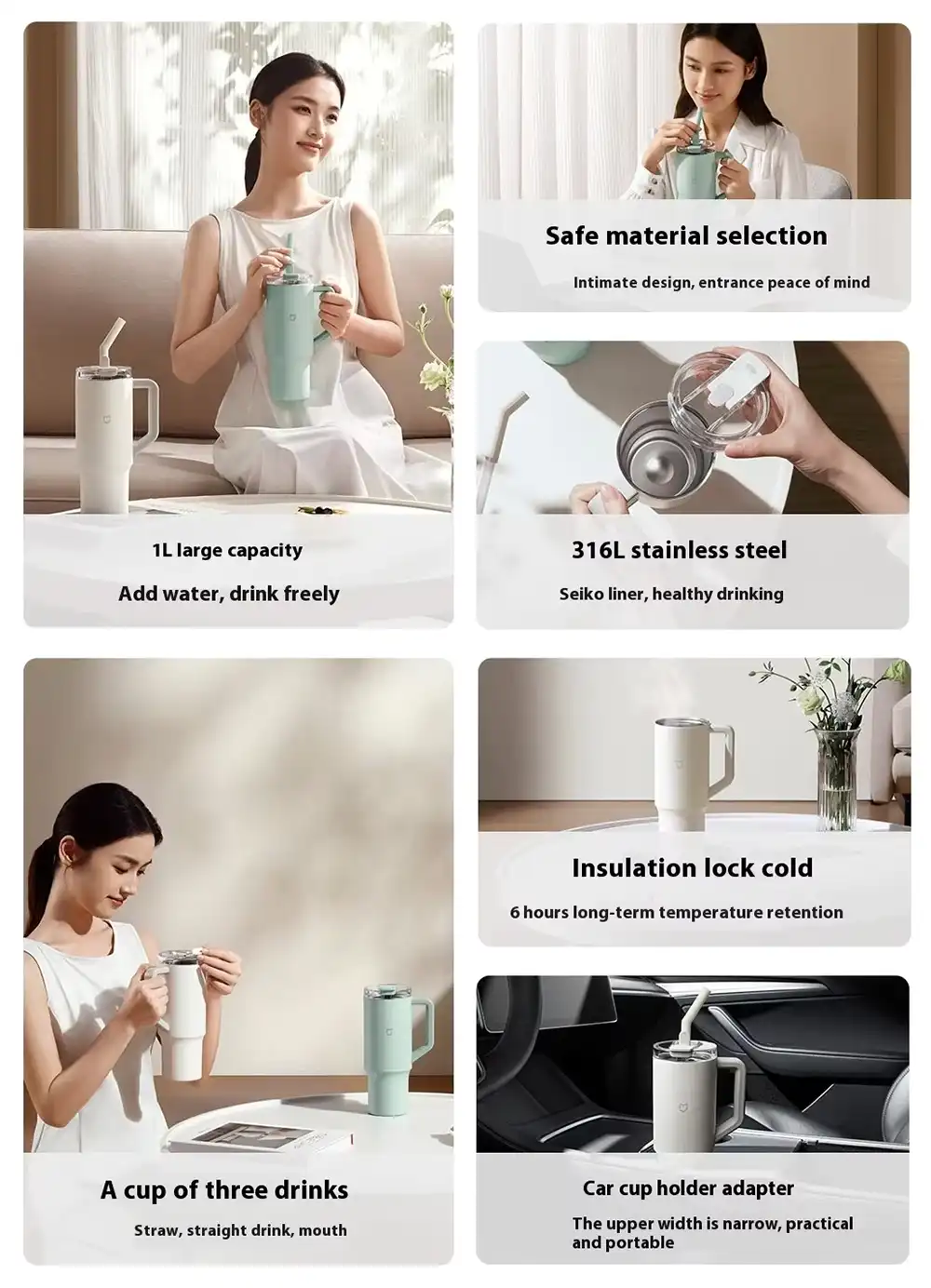 Xiaomi Mijia Straw Mug 1L Water Cup-3