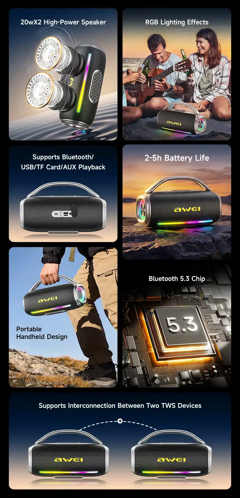 Awei Y887 Pro 40W Outdoor Bluetooth Speaker-3