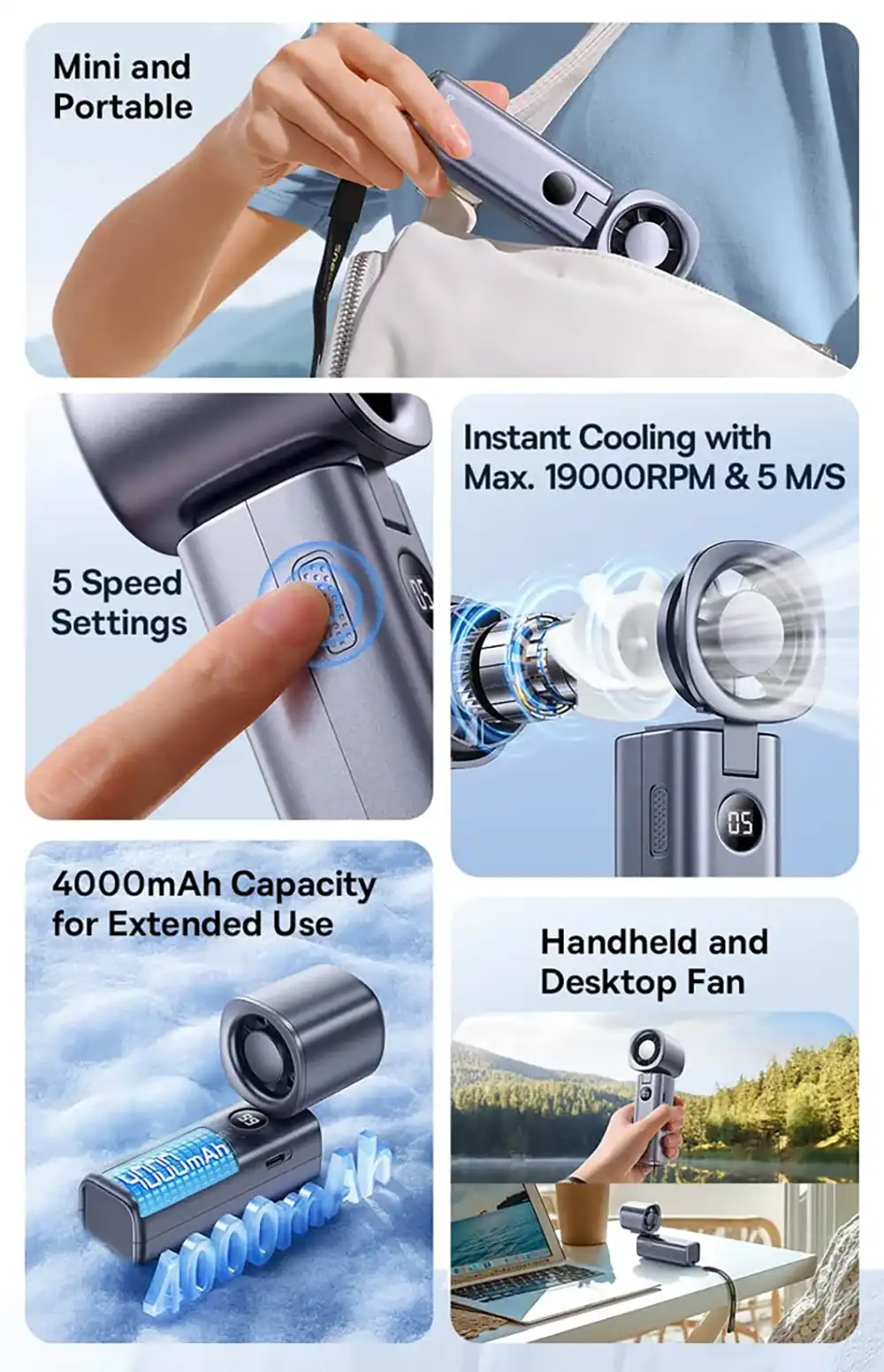 Baseus GoTrip DT1 High Speed Foldable Handheld Fan-3