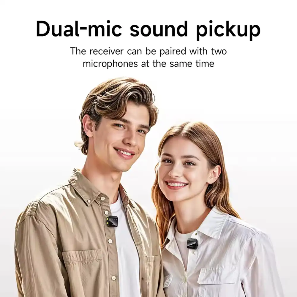 Hoco L17 Dual Mic Wireless Digital Lavalier Microphone-3