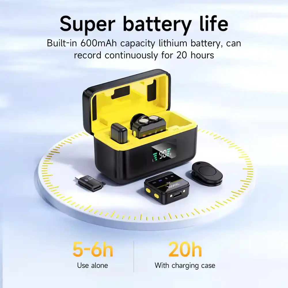 Hoco L17 Dual Mic Wireless Digital Lavalier Microphone-5