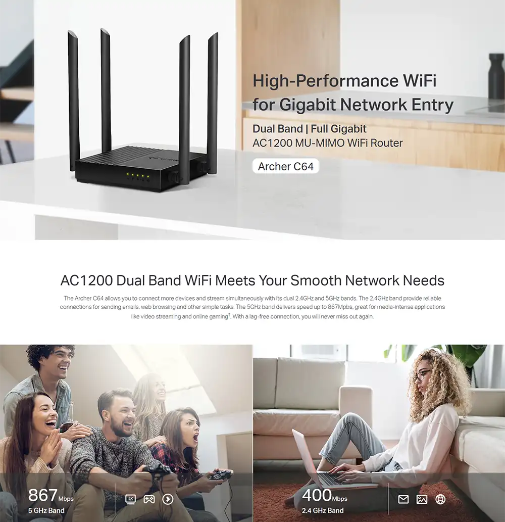 TP-Link Archer C64 AC1200 Dual-Band Gigabit WiFi Router-2