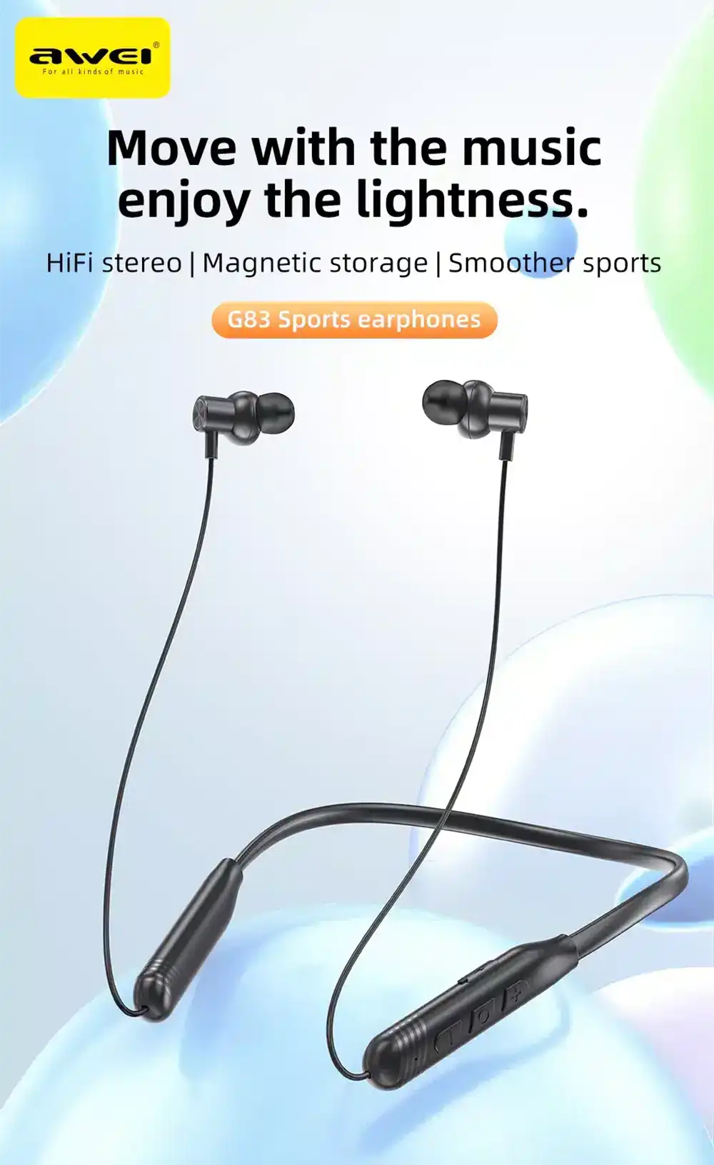 Awei G83BL Wireless Neckband Sports Earphones-2