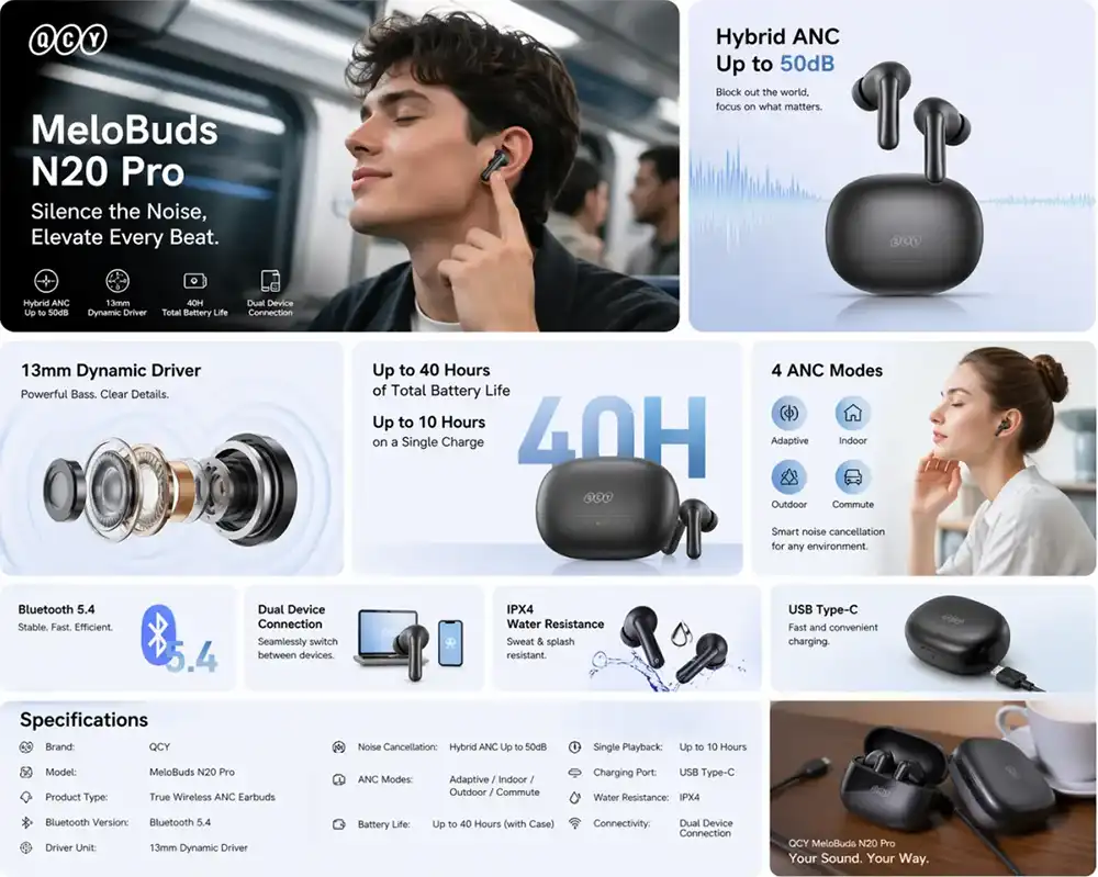 QCY Melobuds N20 Pro ANC True Wireless Earbuds-3