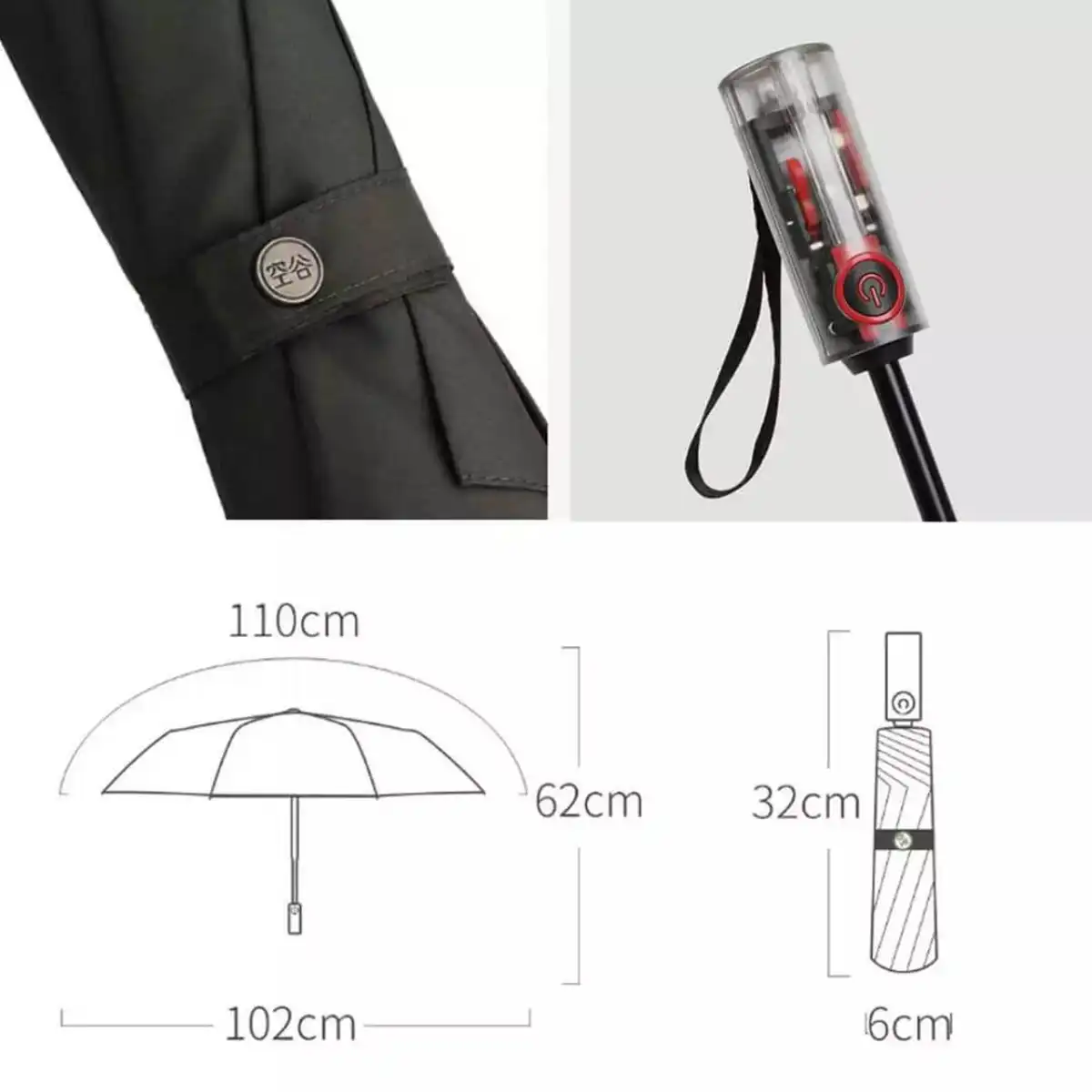 Konggu 10 Ribs Mechanical Automatic Transparent Umbrella-3