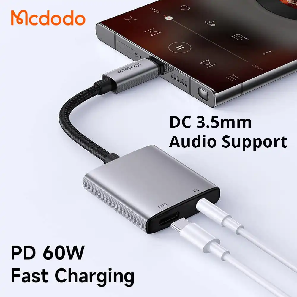 Mcdodo CA-505 USB-C to DC 3.5mm & USB-C 60W Audio Adapter-2