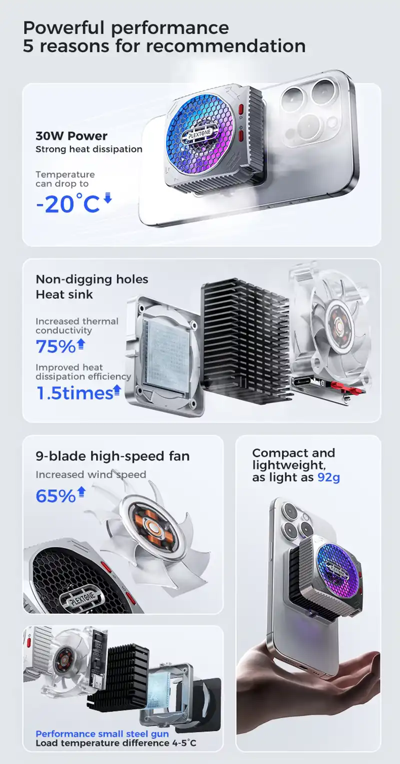 Plextone MX2 MXZ 30W Semiconductor Magnetic Phone Cooler-3