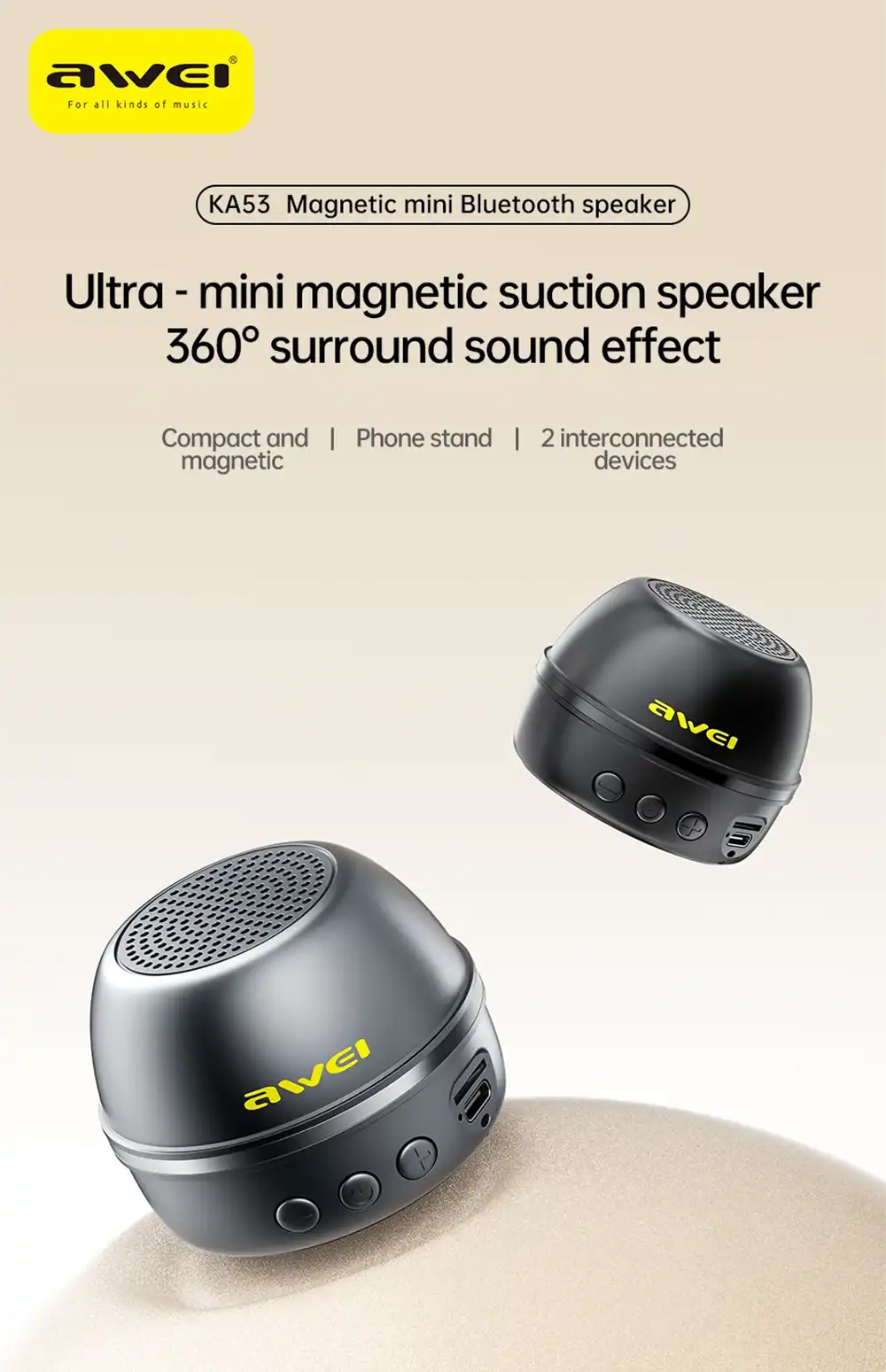 Awei KA53 Magnetic Mini Bluetooth Speaker-2