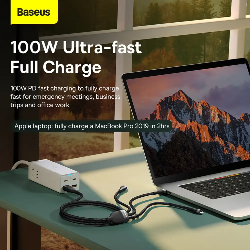 Baseus Two-for-Three 100W Fast Charging Cable-2
