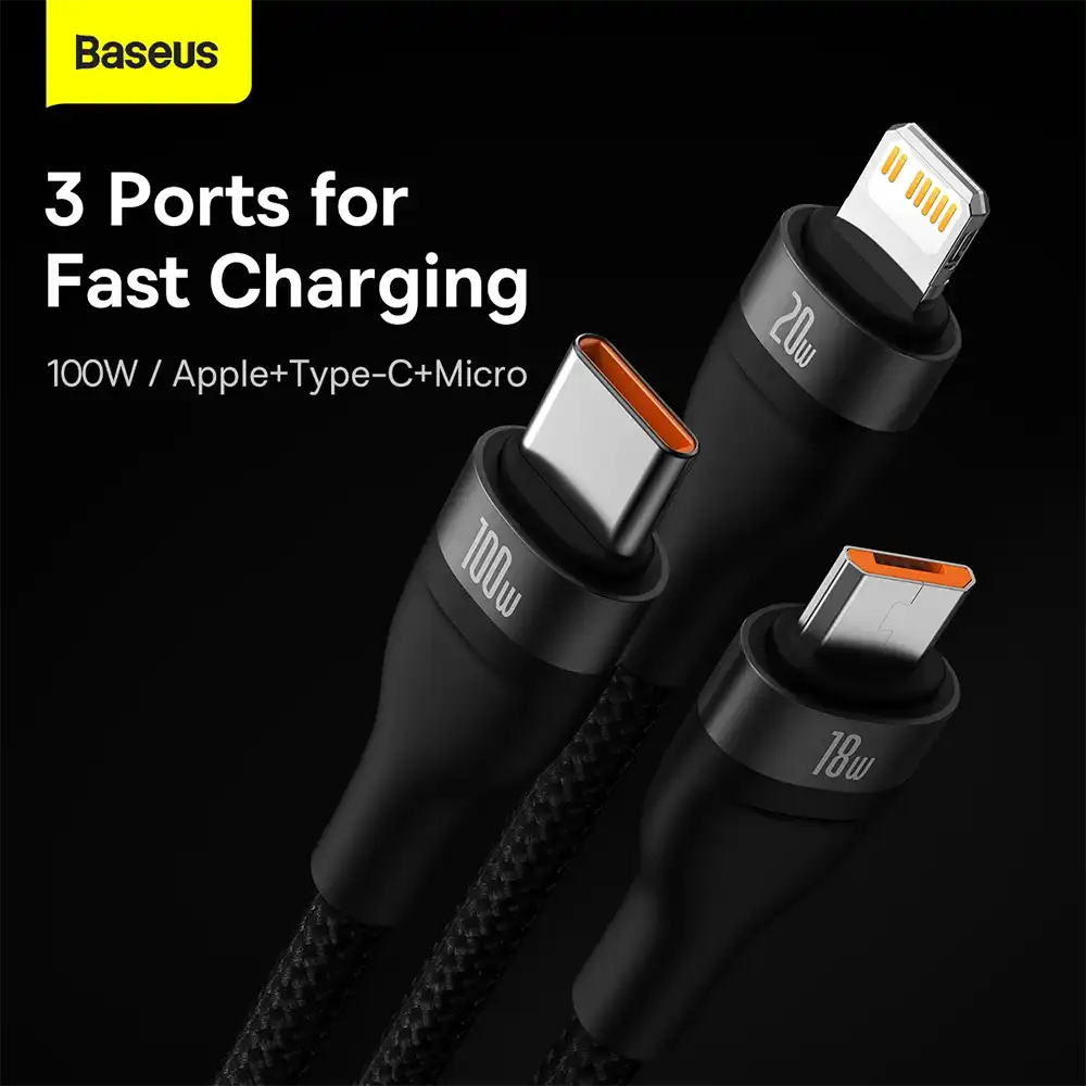 Baseus Two-for-Three 100W Fast Charging Cable-3
