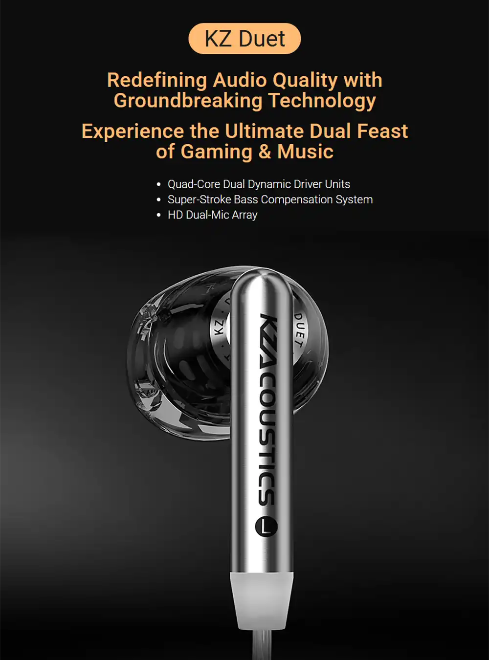KZ DUET Quad Core Dual Dynamic Driver Earphones-1