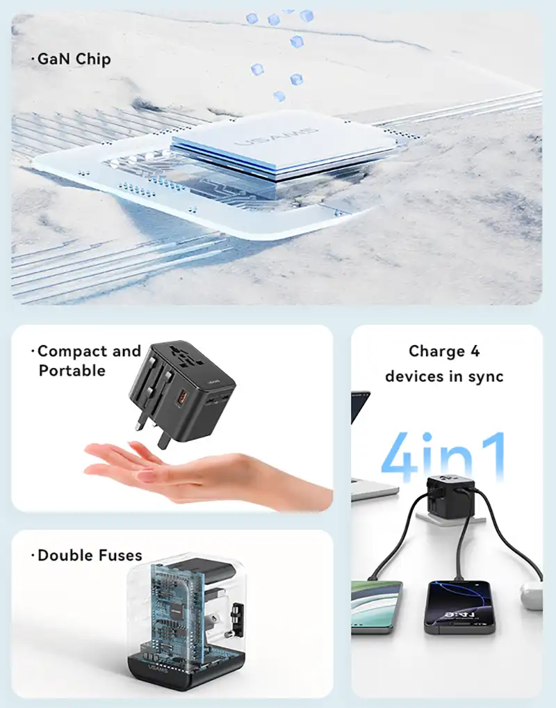 Usams CC309 25W Dual Type-C + USB Universal Travel Charger-3